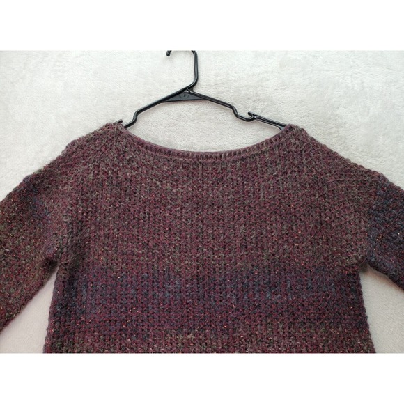Elsamanda Knit Top Womens Large Burgundy Multi Metallic Alpaca Wool Short Sleeve - Picture 4 of 9